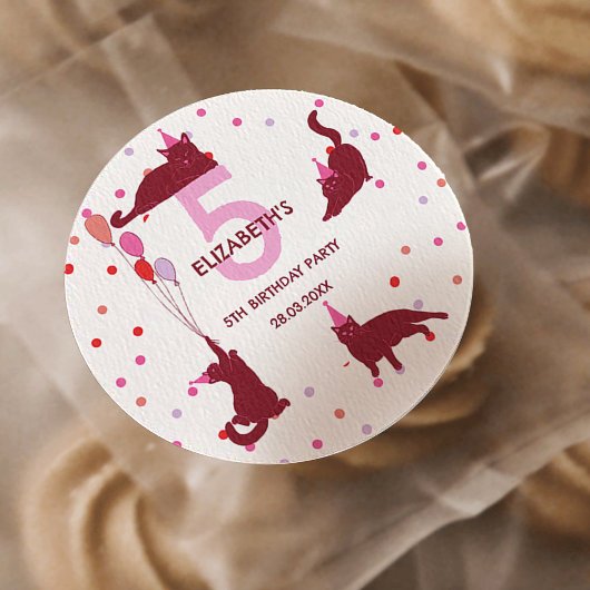 Funny Cats Purrfect Birthday Party ラウンドシール