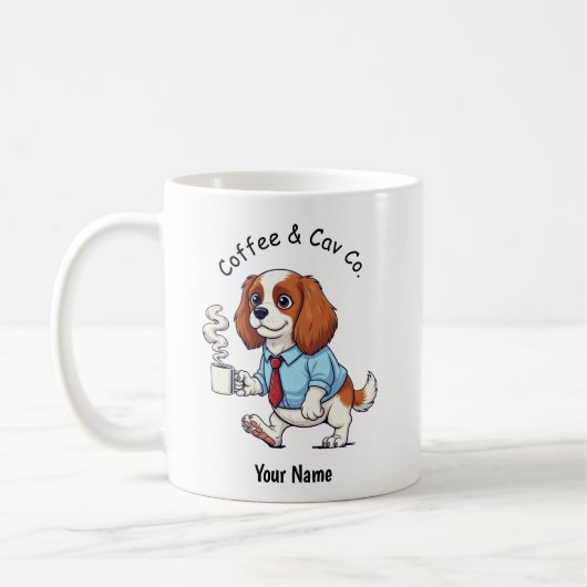Funny Cavalier King Charles Business Suit Coffee  コーヒーマグカップ (左)