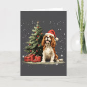 Funny Cavalier King Charles Spaniel Dog Xmas Tree  カード (正面)