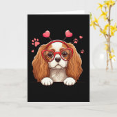 Funny Cavalier King Charles Spaniel Heart Headnd V カード (黄色い花)
