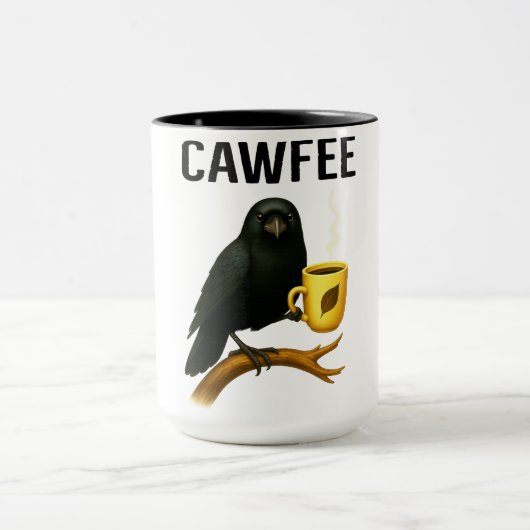 Funny Cawfee Mug for Bird Lovers | Novelty Crow Th マグカップ (中央)