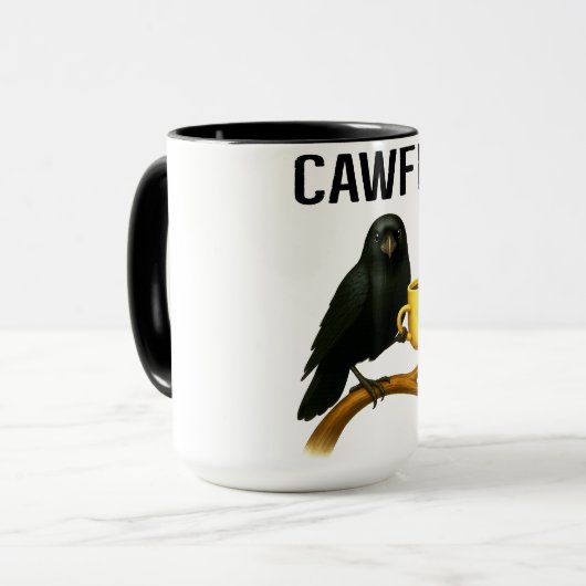 Funny Cawfee Mug for Bird Lovers | Novelty Crow Th マグカップ (正面左)