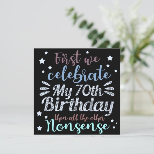 funny celebrating the 70th birthday 招待状 (スタンド正面)
