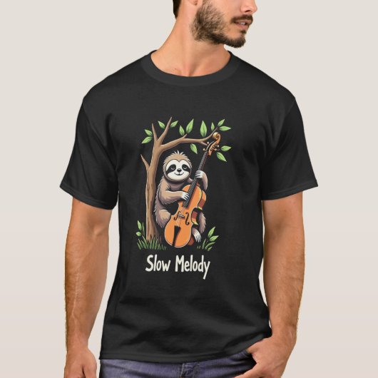 Funny Cellist Sloth Cello Player Classical Music S Tシャツ (正面)