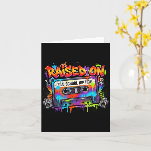 Funny Cette Graffiti 80s 90s Raised On Old School  カード (黄色い花)