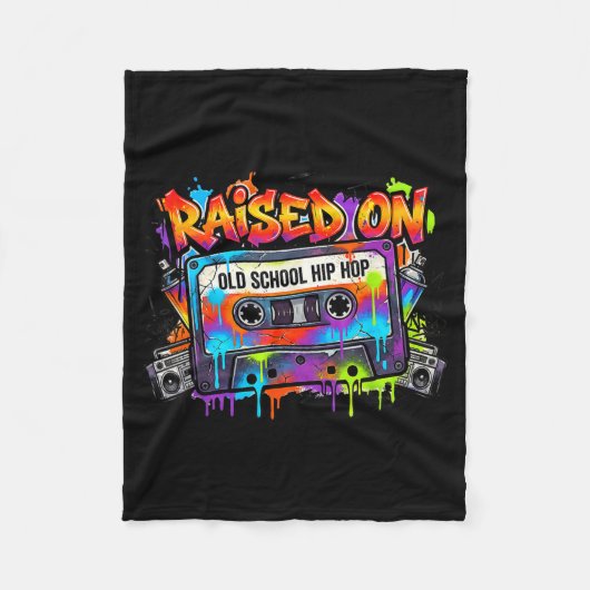 Funny Cette Graffiti 80s 90s Raised On Old School フリースブランケット (正面)