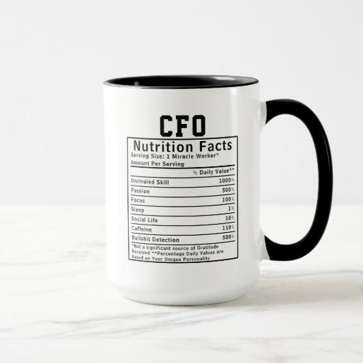 Funny CFO Nutrition Facts Gift For Chief Financial マグカップ (右)