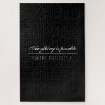 Funny Challenging Black Solid Color for Adults ジグソーパズル<br><div class="desc">Give yourself a fun challenge with this solid black 1000 plus piece jigsaw puzzle. This challenging jigsaw puzzle for adults also featured the funny not so inspirational saying, "Anything is possible expect this puzzle". You can also easily customize or remove the text should you so choose. Have fun and happy...</div>