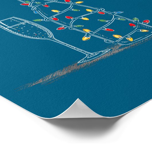 Funny Champagne Christmas Graphics Lights Lover Dr ポスター (角)