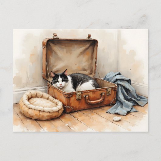 Funny Change of Address from Black and White Cat ポストカード (正面)