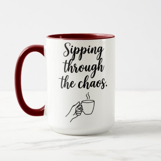 Funny Chaos Quote Coffee Mug - 混乱の中をくぐり抜けて マグカップ (左)