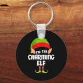 Funny Charming Elf Matching Family Group Pj Christ キーホルダー (正面)