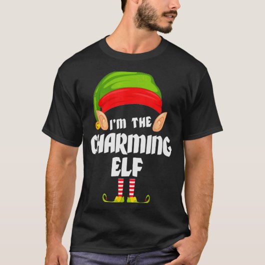 Funny Charming Elf Matching Family Group Pj Christ Tシャツ (正面)