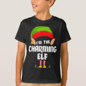 Funny Charming Elf Matching Family Group Pj Christ Tシャツ (正面)