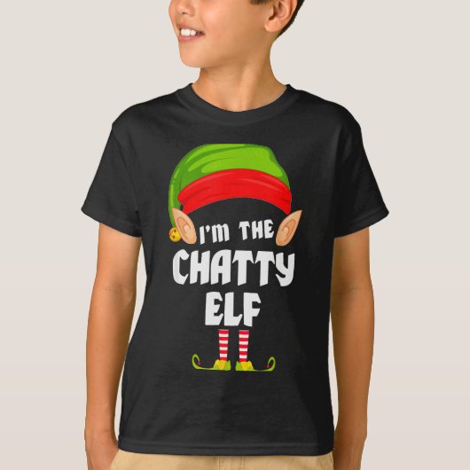 Funny Chatty Elf Matching Family Group Pj Christma Tシャツ (正面)