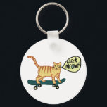 Funny Check MEOWT Skateboarding Cat キーホルダー<br><div class="desc">Get the party started with this skateboarding cat. Hand made art just for you! Customize it with your own text. Check my shop for more matching designs and more products like stickers,  tshirts and more!</div>