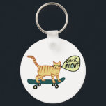 Funny Check MEOWT Skateboarding Cat キーホルダー<br><div class="desc">Get the party started with this skateboarding cat. Hand made art just for you! Customize it with your own text. Check my shop for more matching designs and more products like stickers,  tshirts and more!</div>