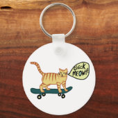 Funny Check MEOWT Skateboarding Cat キーホルダー (正面)