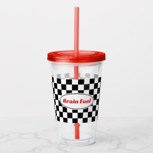 Funny Checkered Flag Travel Acrylic Tumbler アクリルタンブラー (正面)