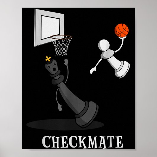 Funny Checkmate Chess Basketball Game Board King P ポスター (正面)