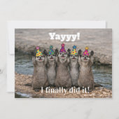 🎓Funny Cheeky Otter Celebration Card – Custom  招待状 (正面)