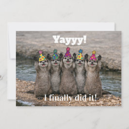 🎓Funny Cheeky Otter Celebration Card – Custom  招待状