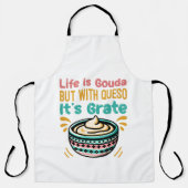 Funny Cheese Gouda Queso Food Pun エプロン (正面)