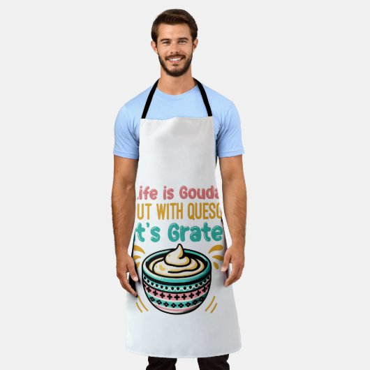 Funny Cheese Gouda Queso Food Pun  エプロン (着用した状態)