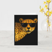 Funny Cheetah Art For Men Women Kids Animal Safari カード (黄色い花)