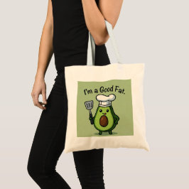 Funny Chef Avocado "Good Fat" Reusable Tote Bag トートバッグ