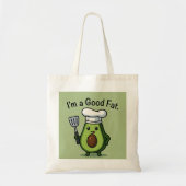 Funny Chef Avocado "Good Fat" Reusable Tote Bag トートバッグ (正面)