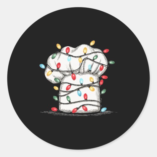 Funny Chef Christmas Graphics Lights Lover Cook Co ラウンドシール (正面)
