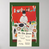 Funny Chef Specials Poster Retro Food Pun Kitchen ポスター (正面)
