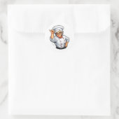 funny chef woman salt bae cooking sticker ラウンドシール (バッグ)