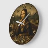 Funny Chess Mona Lisa Chess Master Art Decor ラージ壁時計 (傾斜)