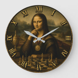 Funny Chess Mona Lisa Chess Master Art Decor ラージ壁時計
