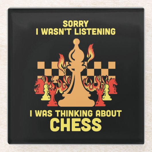 Funny Chess Quote Gift for Chess Players & Lovers ガラスコースター (正面)