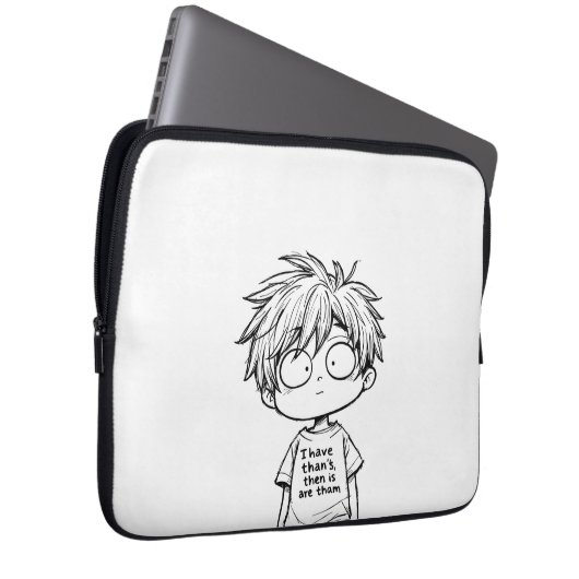 Funny Chibi Anime Boy Electronics Bag ラップトップスリーブ (正面右)