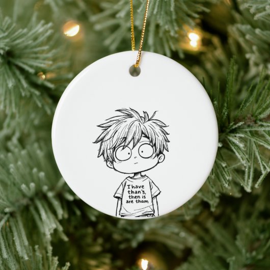 Funny Chibi Anime Boy Ornament セラミックオーナメント (ツリー)