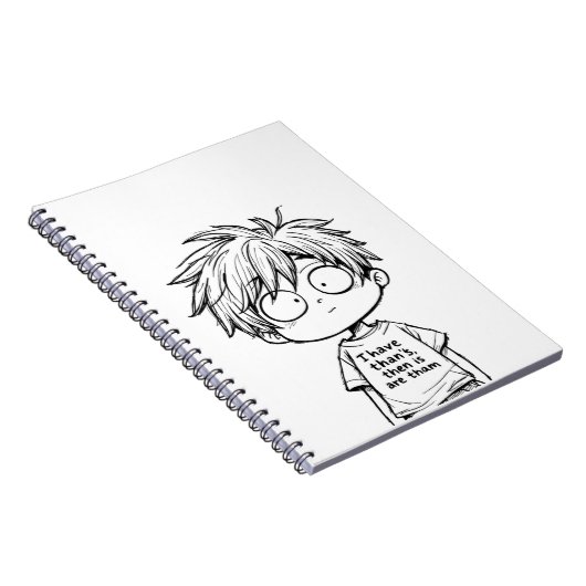 Funny Chibi Anime Boy Spiral Photo Notebook ノートブック (右側)