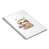 Funny Chibi Sloth Workout  Cute Kawaii Gym Cartoon ノートブック (右側)