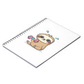 Funny Chibi Sloth Workout  Cute Kawaii Gym Cartoon ノートブック (左側)