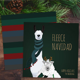 Funny Chic Festive “Fleece Navidad” Pun シーズンカード