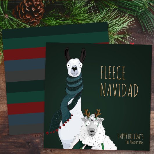 Funny Chic Festive “Fleece Navidad” Pun シーズンカード