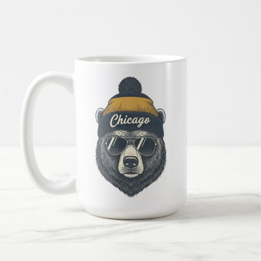 Funny Chicago Bear Beanie Coffee Mug for Fans コーヒーマグカップ (左)