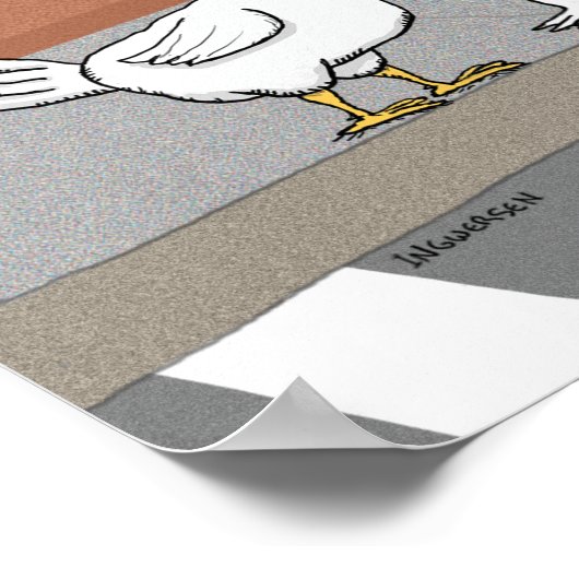 Funny Chicken Advice About Crossing the Road ポスター (角)