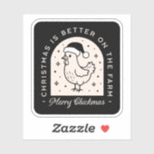 Funny chicken Christmas farm puns whimsical black シール (シート)