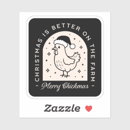 Funny chicken Christmas farm puns whimsical black シール (シート)