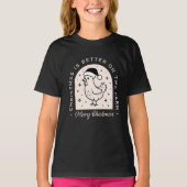 Funny chicken Christmas farm puns whimsical black Tシャツ (正面)