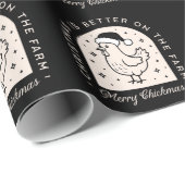 Funny chicken Christmas farm whimsical black ラッピングペーパー (ロールコーナー)